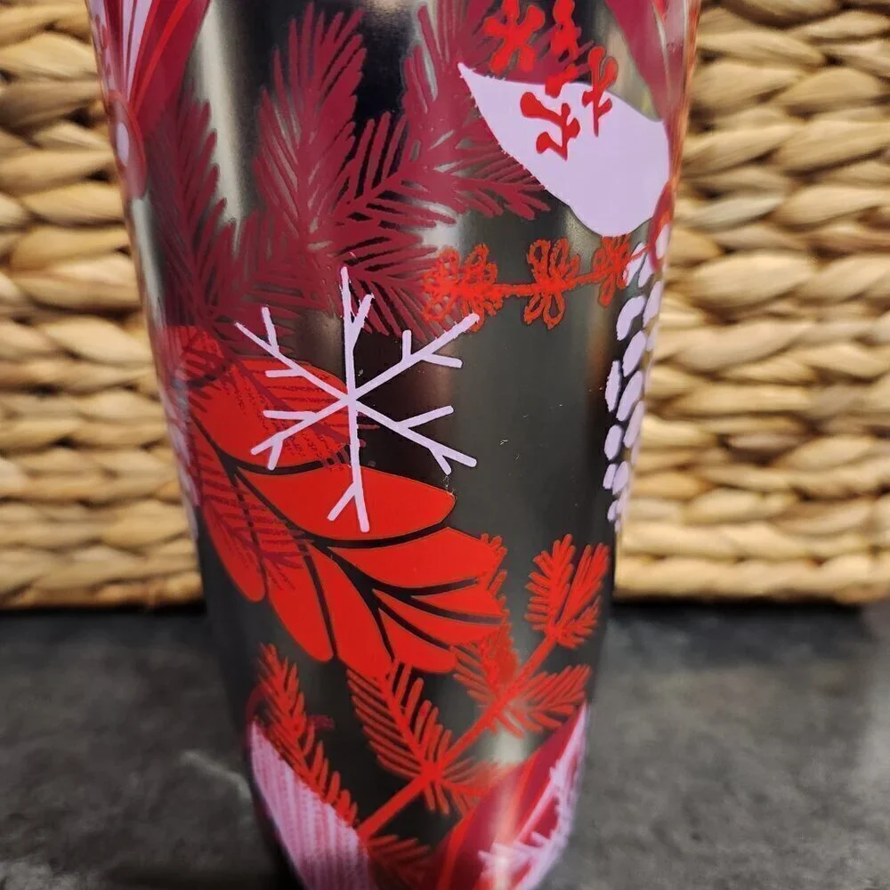 Starbucks Ceramic 2021 Holiday Tumbler 12 Oz  Purple/Red/Silver with lid.